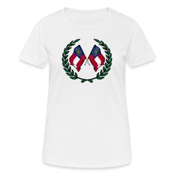 Fahnen USA Georgien im Lorbeerkranz - Frauen T-Shirt atmungsaktiv - Weiß - Vorne - AI Model Female 172 dark (172cm)