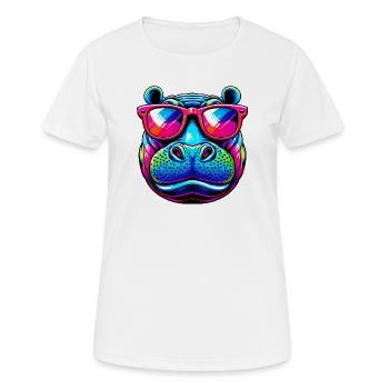 Nilpferd - Frauen T-Shirt atmungsaktiv - Weiß - Vorne - AI Model Female 172 dark (172cm)