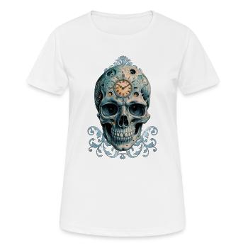 Der Schädel der Zeit: Römische Ziffern - Frauen T-Shirt atmungsaktiv - Weiß - Vorne - AI Model Female 172 dark (172cm)