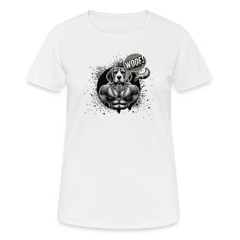 Mastiff tatoué avec des chaînes WOUF - T-shirt respirant Femme - blanc - Devant - AI Model Female 172 dark (172cm)