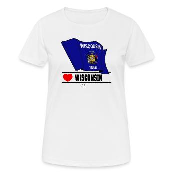 Drapeau Wisconsin coeur WISCONSIN - T-shirt respirant Femme - blanc - Devant - AI Model Female 172 dark (172cm)