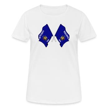 Deux drapeaux du Wisconsin croisés - T-shirt respirant Femme - blanc - Devant - AI Model Female 172 dark (172cm)