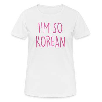 JE SUIS TELLEMENT CORÉEN CORÉEN - T-shirt respirant Femme - blanc - Devant - AI Model Female 172 dark (172cm)