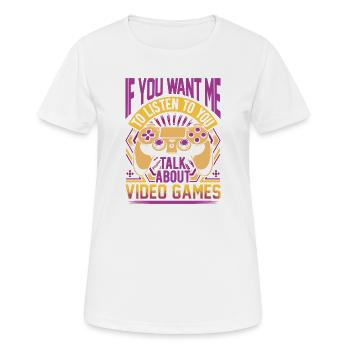 Parlez de jeux vidéo - T-shirt respirant Femme - blanc - Devant - AI Model Female 172 dark (172cm)