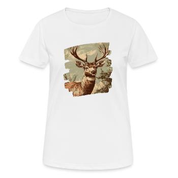 Hirsch mit Geweih - Frauen T-Shirt atmungsaktiv - Weiß - Vorne - AI Model Female 172 dark (172cm)