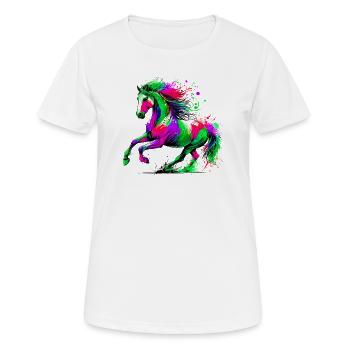 Pferd - Frauen T-Shirt atmungsaktiv - Weiß - Vorne - AI Model Female 172 dark (172cm)