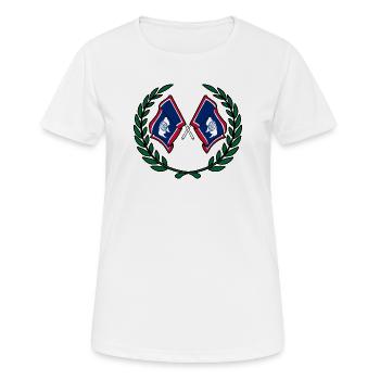 Fahnen USA Wyoming Lorbeerkranz - Frauen T-Shirt atmungsaktiv - Weiß - Vorne - AI Model Female 172 dark (172cm)