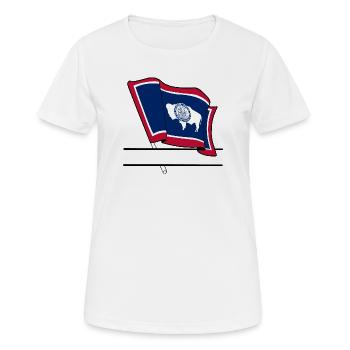 Flagge Wyoming Textbanner - Frauen T-Shirt atmungsaktiv - Weiß - Vorne - AI Model Female 172 dark (172cm)