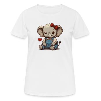 Bébé éléphant en salopette vintage - T-shirt respirant Femme - blanc - Devant - AI Model Female 172 dark (172cm)
