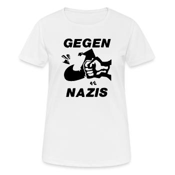 Gegen Nazis - Frauen T-Shirt atmungsaktiv - Weiß - Vorne - AI Model Female 172 dark (172cm)
