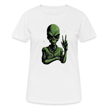 Alien Peace Sign - Frauen T-Shirt atmungsaktiv - Weiß - Vorne - AI Model Female 172 dark (172cm)