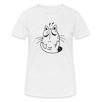 Anxious Cat – Funny Overthinking Kitty - Women's Breathable T-Shirt - white - Front - AI Model Female 172 dark (172cm)
