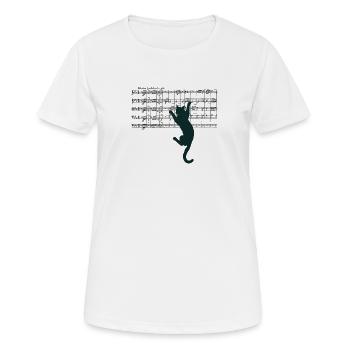 Beethoven 5. Sinfonie Noten mit Katzenmotiv - Frauen T-Shirt atmungsaktiv - Weiß - Vorne - AI Model Female 172 dark (172cm)