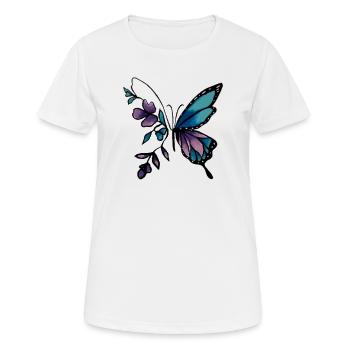 Elegant Butterfly with Floral Accents - Women's Breathable T-Shirt - white - Front - AI Model Female 172 dark (172cm)