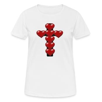 Coeur Coeurs Croix Croix Crucifix - T-shirt respirant Femme - blanc - Devant - AI Model Female 172 dark (172cm)
