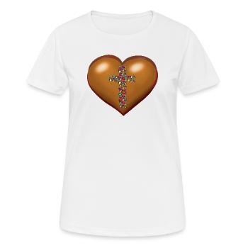 Kreuz Kreuze Herz Herzen - Frauen T-Shirt atmungsaktiv - Weiß - Vorne - AI Model Female 172 dark (172cm)