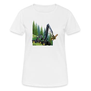 Récolteuse, moissonneuse en forêt - T-shirt respirant Femme - blanc - Devant - AI Model Female 172 dark (172cm)