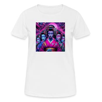 Cyberpunk Geisha gang - Frauen T-Shirt atmungsaktiv - Weiß - Vorne - AI Model Female 172 dark (172cm)