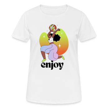 Fröhliche Disco-Vibes Illustration - Frauen T-Shirt atmungsaktiv - Weiß - Vorne - AI Model Female 172 dark (172cm)