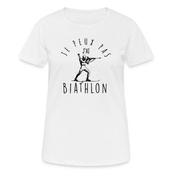 Ich kann nicht Biathlon machen - Frauen T-Shirt atmungsaktiv - Weiß - Vorne - AI Model Female 172 dark (172cm)