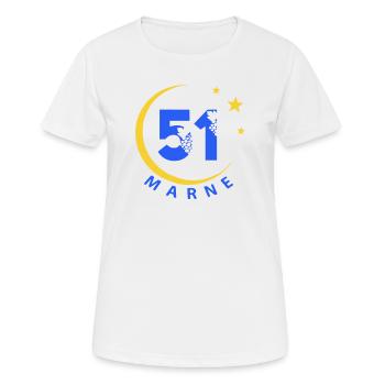 51 - Frauen T-Shirt atmungsaktiv - Weiß - Vorne - AI Model Female 172 dark (172cm)