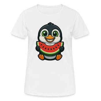 Penguin with Watermelon Summer Day Fruity - Women's Breathable T-Shirt - white - Front - AI Model Female 172 dark (172cm)