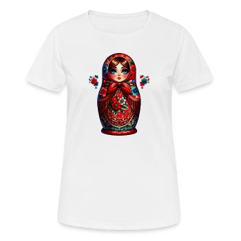 Fille russe ! Matriochka Russe pour Russes - T-shirt respirant Femme - blanc - Devant - AI Model Female 172 dark (172cm)