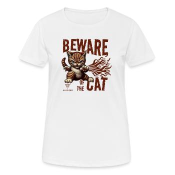 Attention au chat - T-shirt respirant Femme - blanc - Devant - AI Model Female 172 dark (172cm)