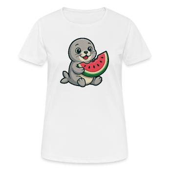 Seal Melon Summer Fruity - Women's Breathable T-Shirt - white - Front - AI Model Female 172 dark (172cm)