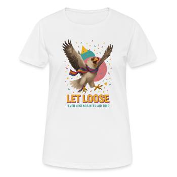 Let Loose – Der Legenden-Adler - Frauen T-Shirt atmungsaktiv - Weiß - Vorne - AI Model Female 172 dark (172cm)