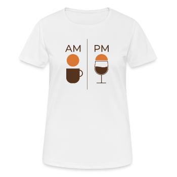 AM Coffee PM Wine – Kaffee & Wein Design - Women's Breathable T-Shirt - white - Front - AI Model Female 172 dark (172cm)