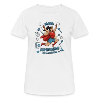 Mère, super-héroïne en mission ! - T-shirt respirant Femme - blanc - Devant - AI Model Female 172 dark (172cm)