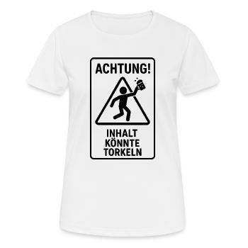 Achtung! Inhalt könnte torkeln Bier - Frauen T-Shirt atmungsaktiv - Weiß - Vorne - AI Model Female 172 dark (172cm)