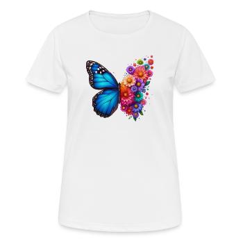 Bunter Schmetterling, von der Natur inspirierte Sommerstimmungen - Frauen T-Shirt atmungsaktiv - Weiß - Vorne - AI Model Female 172 dark (172cm)