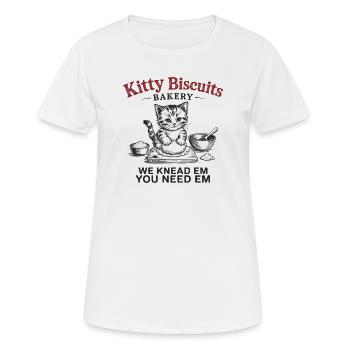 Kitty Biscuits Bakery - We Knead Em, You Need Em - Frauen T-Shirt atmungsaktiv - Weiß - Vorne - AI Model Female 172 dark (172cm)