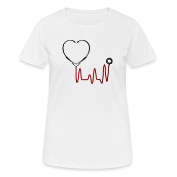 Symbolisches Medizinmotiv mit Stethoskop - Frauen T-Shirt atmungsaktiv - Weiß - Vorne - AI Model Female 172 dark (172cm)