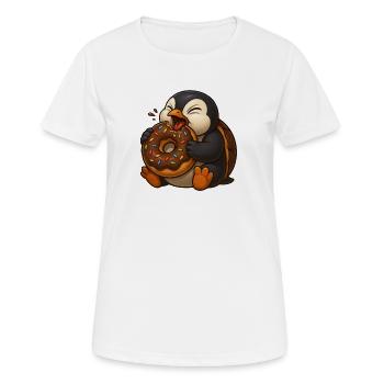 Mignon dessin animé pingouin beignet grignoter alimentation - T-shirt respirant Femme - blanc - Devant - AI Model Female 172 dark (172cm)