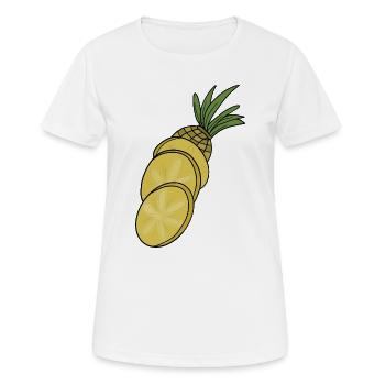 Geschnittene Ananas Cartoon Illustration - Frauen T-Shirt atmungsaktiv - Weiß - Vorne - AI Model Female 172 dark (172cm)