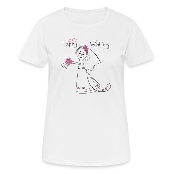 Happy Wedding Hochzeit - Frauen T-Shirt atmungsaktiv - Weiß - Vorne - AI Model Female 172 dark (172cm)