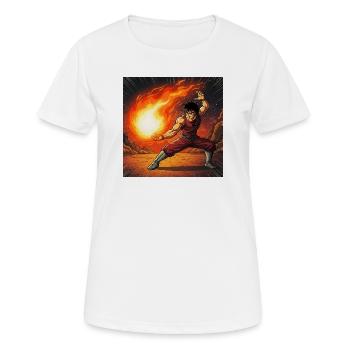 Feuerball Kämpfer im Vulkan - Frauen T-Shirt atmungsaktiv - Weiß - Vorne - AI Model Female 172 dark (172cm)