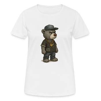 Lord Petzi Gangsta - Frauen T-Shirt atmungsaktiv - Weiß - Vorne - AI Model Female 172 dark (172cm)