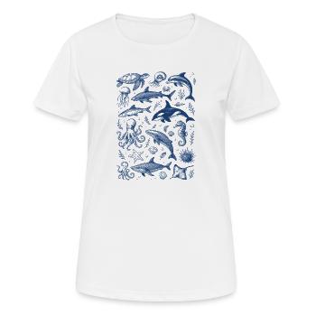 Créatures de la mer Tendance rétro vintage 2025 - T-shirt respirant Femme - blanc - Devant - AI Model Female 172 dark (172cm)