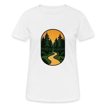 Flucht auf dem Waldweg - Frauen T-Shirt atmungsaktiv - Weiß - Vorne - AI Model Female 172 dark (172cm)