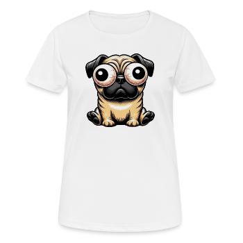 Dessin animé carlin drôle avec de grands yeux écarquillés - T-shirt respirant Femme - blanc - Devant - AI Model Female 172 dark (172cm)