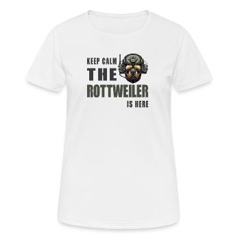 Rottweiler – Conception Keep Calm - T-shirt respirant Femme - blanc - Devant - AI Model Female 172 dark (172cm)