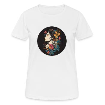 Frauenkopf Blumen Weltfrauentag Kreativ Abstrakte - Frauen T-Shirt atmungsaktiv - Weiß - Vorne - AI Model Female 172 dark (172cm)