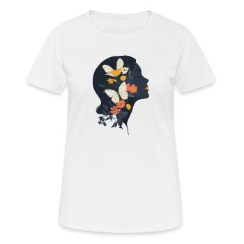 Frauenkopf Blumen Weltfrauentag Kreativ Abstrakte - Frauen T-Shirt atmungsaktiv - Weiß - Vorne - AI Model Female 172 dark (172cm)