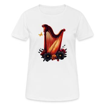 La mélodie cosmique, la magie de la harpe. - T-shirt respirant Femme - blanc - Devant - AI Model Female 172 dark (172cm)