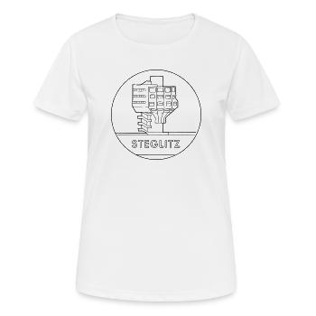 Steglitz mit Bierpinsel - Frauen T-Shirt atmungsaktiv - Weiß - Vorne - AI Model Female 172 dark (172cm)