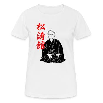 Funakoshi Sensei – Fondateur du Shotokan - T-shirt respirant Femme - blanc - Devant - AI Model Female 172 dark (172cm)